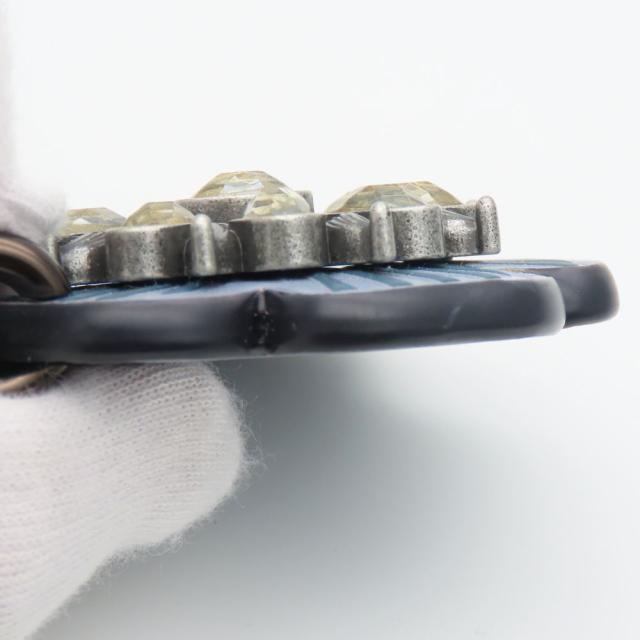 中古 コーチ キーホルダー バッグチャーム ティーローズ レザー ライン