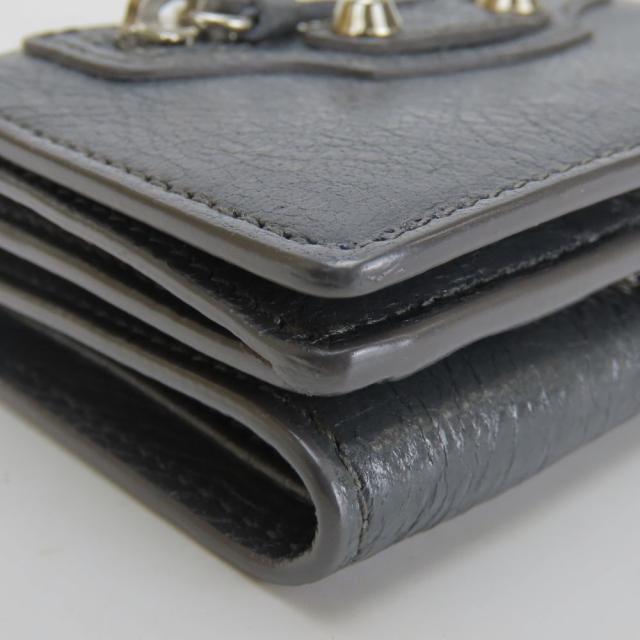 中古 バレンシアガ 三つ折り財布 477455 クラシック レザー グレー コンパクトウォレット 小銭入れ付き レディース 女性 BALENCIAGA_4