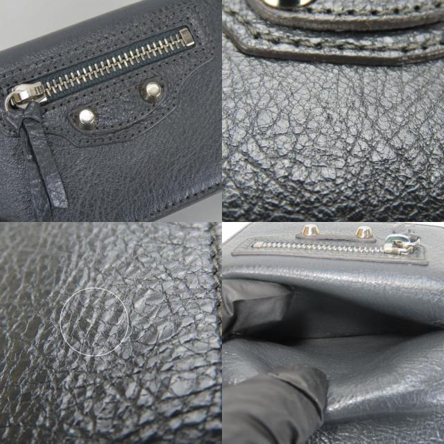 中古 バレンシアガ 三つ折り財布 477455 クラシック レザー グレー コンパクトウォレット 小銭入れ付き レディース 女性 BALENCIAGA_6