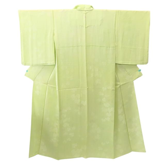正絹 一つ紋 着物 グリーン 単衣着物 色無地 一つ紋 正絹 淡い