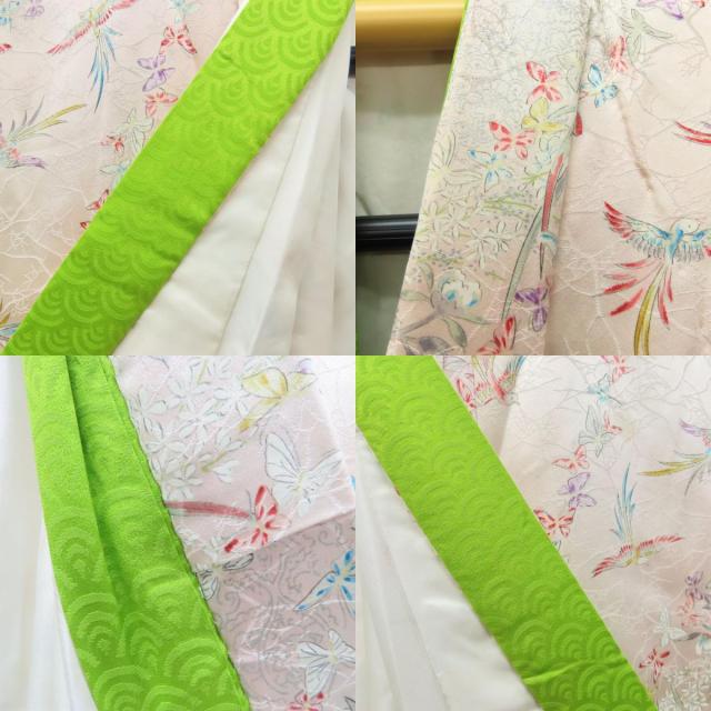 中古 子供着物 七五三 正絹 着丈約123cm 裄丈約45cm ピンク系 シルバー マルチカラー 女の子 重ね襟付き 和装 呉服 和服 きもの_7