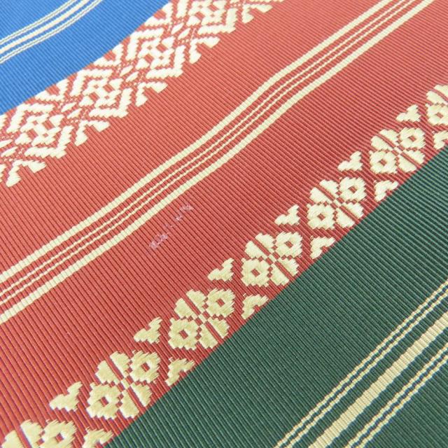 中古 名古屋帯 八寸 正絹(金銀糸除く) ブラウン ゴールド マルチカラー