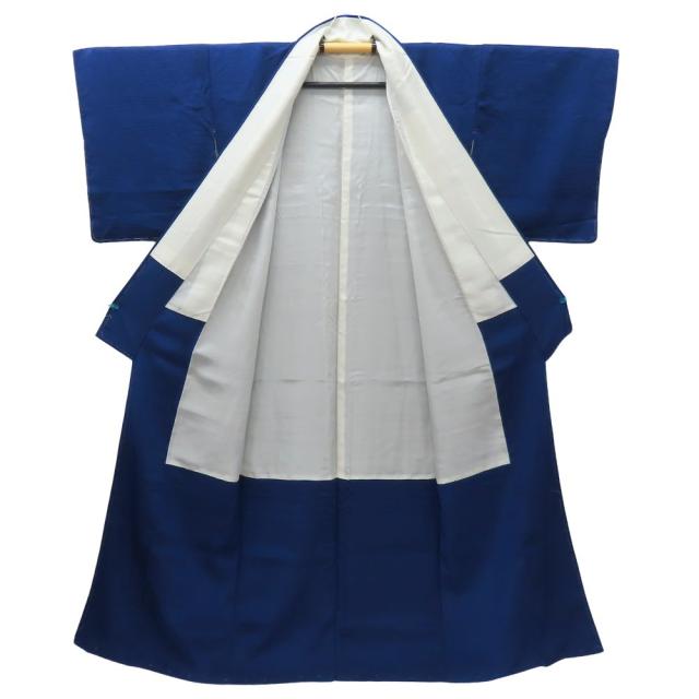 中古 色無地 正絹 ネイビー 紅葉 和装 呉服 和服 きもの レディース 女性