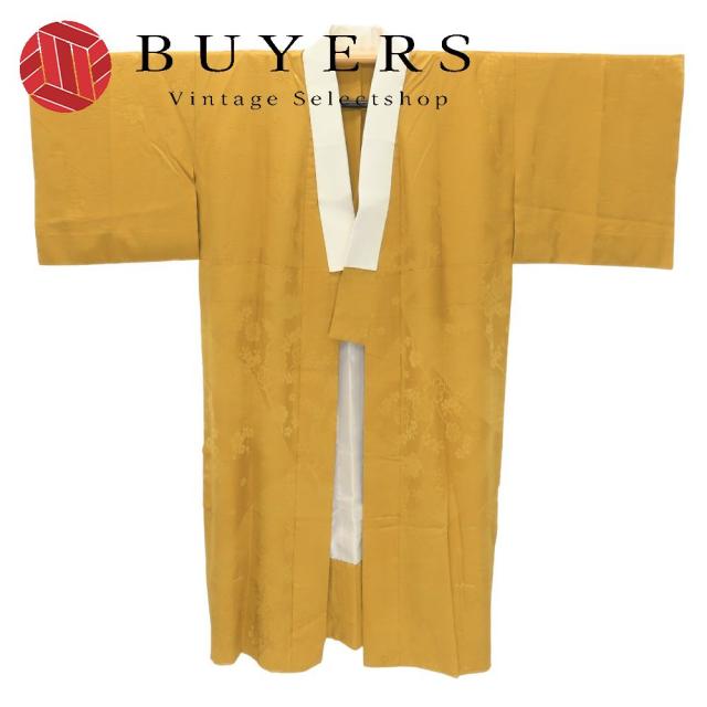 中古 襦袢 長襦袢 やまと 正絹 マスタード おしゃれ 桜 和装 呉服 和服 きもの レディース 女性