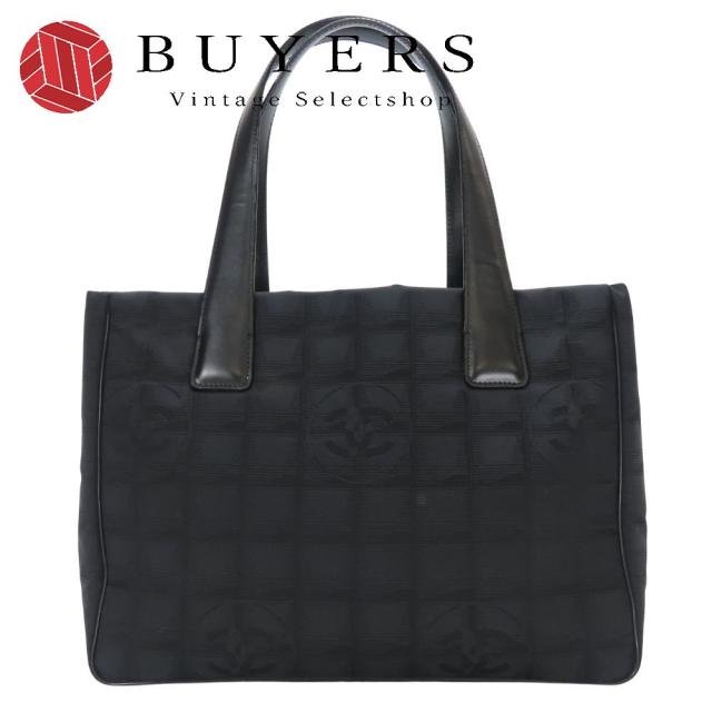 中古 シャネル トートバッグ PM ニュートラベルライン ジャガードナイロン レザー ブラック ココマーク 8番台 カジュアル レディース 女性 CHANEL