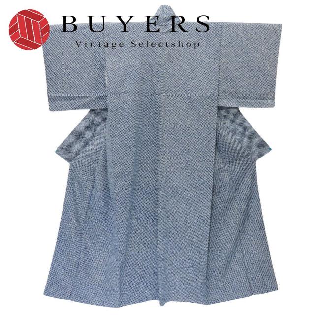 中古 小紋 総絞り 正絹 ネイビー しつけ糸あり 和装 呉服 和服 きもの レディース 女性