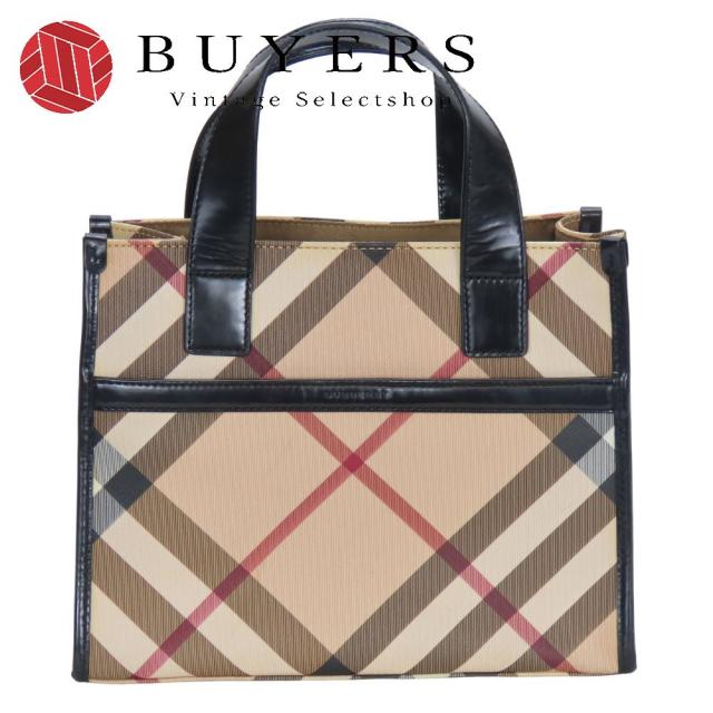 中古 バーバリー ハンドバッグ ノバチェック PVC レザー ベージュ系 ブラック ピンク ミニ 普段使い レディース 女性 BURBERRY