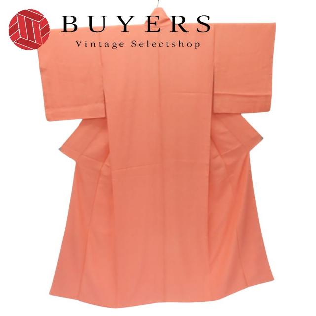 中古 小紋 鮫 正絹(金銀糸除く) 朱色 和装 呉服 和服 きもの レディース 女性