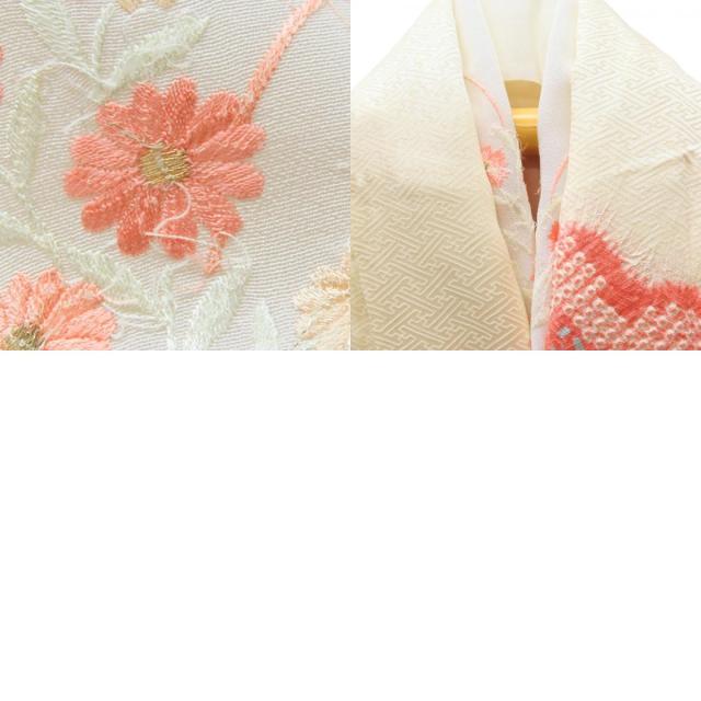 中古 訪問着・付下 3点セット 襦袢・半襟付き 正絹 ピンク ホワイト 絞り 和装 呉服 和服 きもの レディース 女性_9