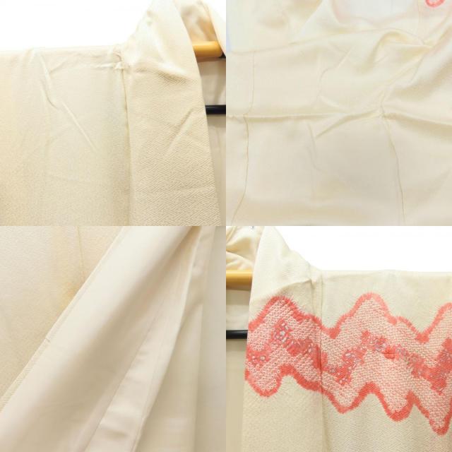 中古 訪問着・付下 3点セット 襦袢・半襟付き 正絹 ピンク ホワイト 絞り 和装 呉服 和服 きもの レディース 女性_3