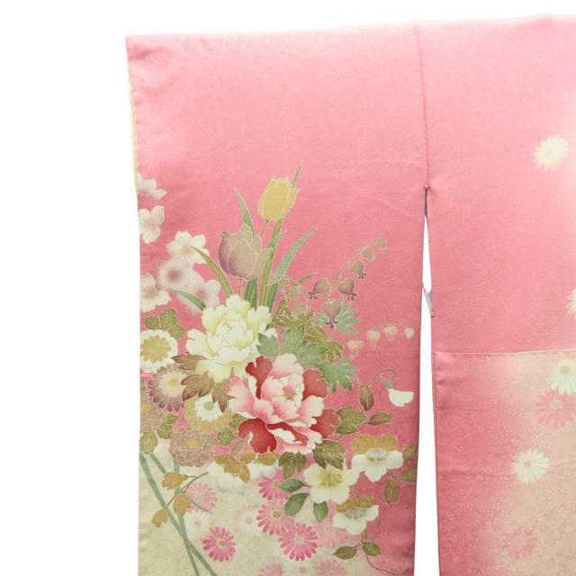 【中古】 振袖 正絹(金銀糸除く) ピンク 成人式 辻が花 和装 呉服 和服 きもの レディース 女性 中古】 振袖 正絹(金銀糸除く) ピンク 成人式 辻が花 和装 呉服 和服