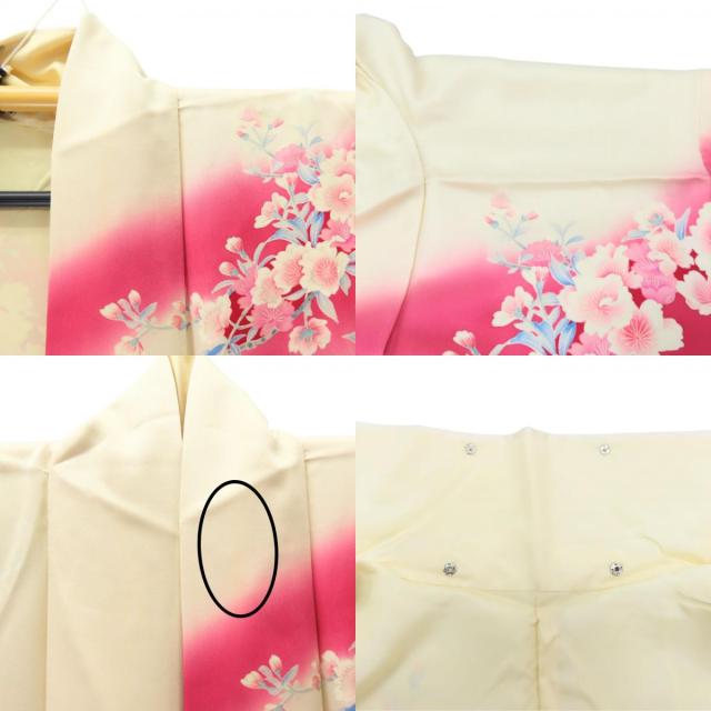 中古 振袖 3点セット 正絹 ピンク アイボリー 成人式 和装 呉服 和服 きもの レディース 女性_5