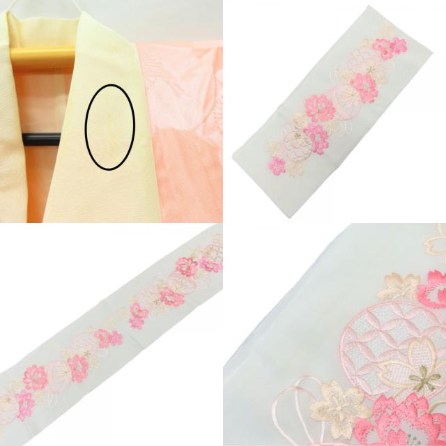 中古 振袖 3点セット 正絹 ピンク アイボリー 成人式 和装 呉服 和服 きもの レディース 女性_8