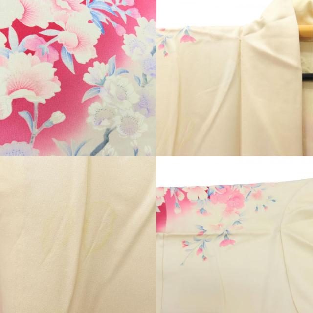 中古 振袖 3点セット 正絹 ピンク アイボリー 成人式 和装 呉服 和服 きもの レディース 女性_4
