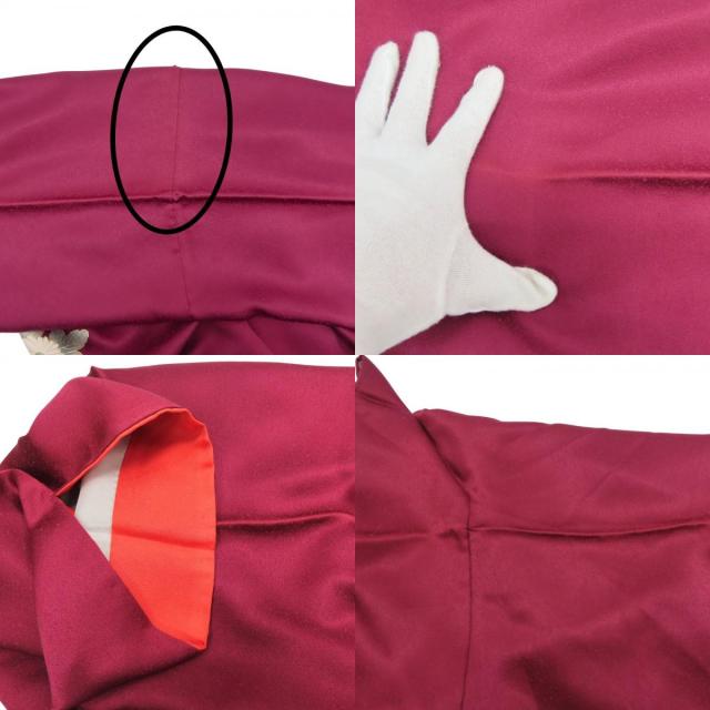 中古 振袖 正絹 ワインレッド 成人式 和装 呉服 和服 きもの