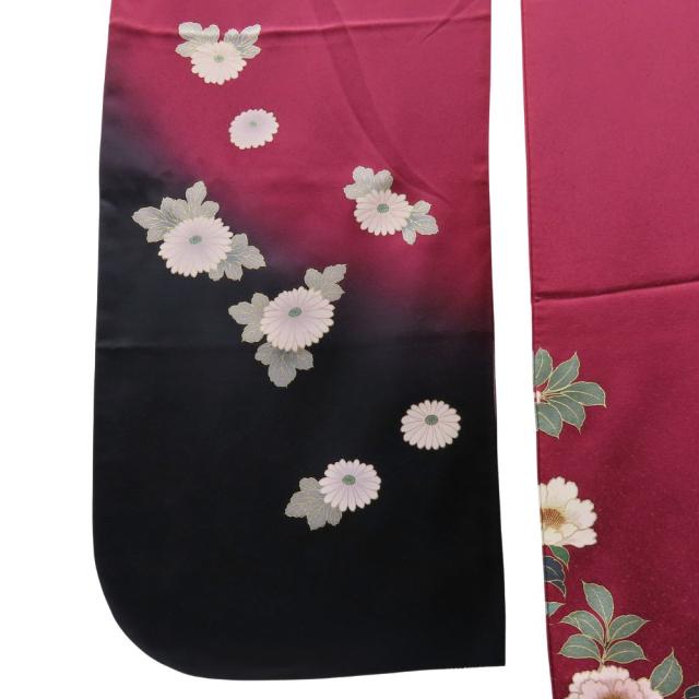 【中古】 振袖 正絹 ワインレッド 成人式 和装 呉服 和服 きもの レディース 女性 中古 振袖 正絹 ワインレッド 成人式 和装 呉服 和服 きもの