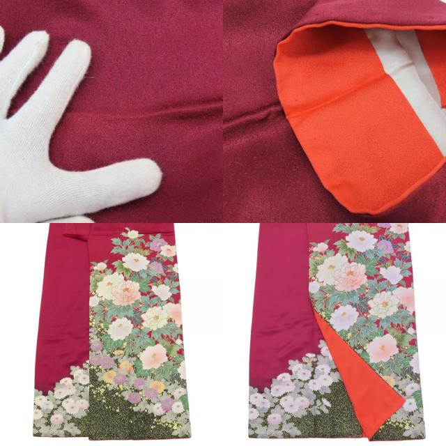 【中古】 振袖 正絹 ワインレッド 成人式 和装 呉服 和服 きもの レディース 女性 中古 振袖 正絹 ワインレッド 成人式 和装 呉服 和服 きもの