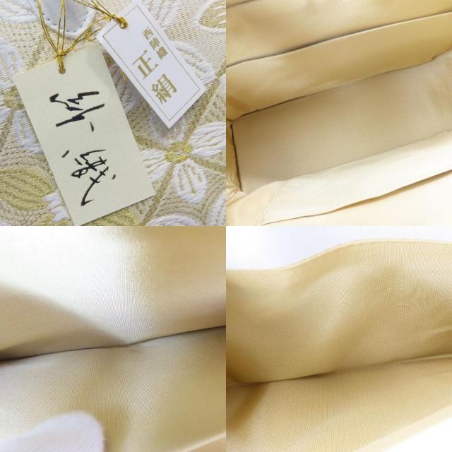 中古 未使用展示品 和装バッグ 利休 正絹(金銀糸除く) ポリエステル レーヨン ホワイト ゴールド ハンドバッグ 花柄 沙織 和装 呉服 和服 きもの レディース 女性_8