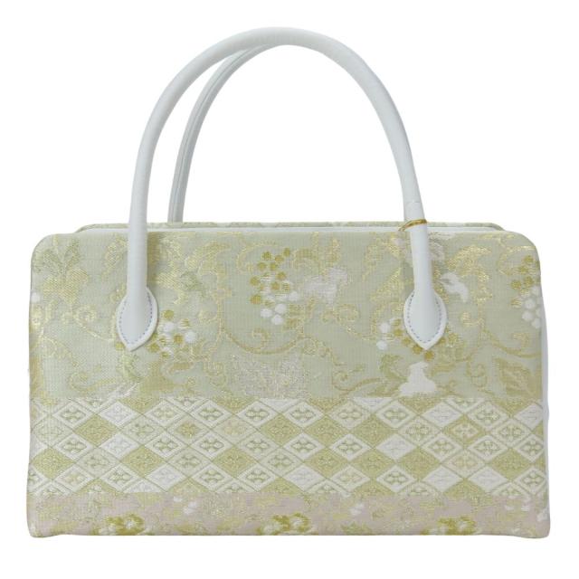 中古 未使用展示品 和装バッグ 利休 正絹(金銀糸除く) ポリエステル レーヨン ホワイト ゴールド ハンドバッグ 沙織 和装 呉服 和服 きもの レディース 女性_1