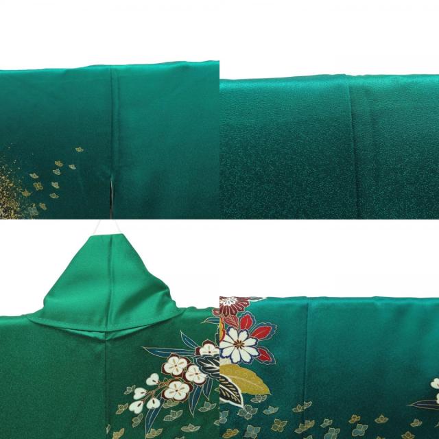 中古 振袖 正絹 エメラルドグリーン ゴールド マルチカラー 成人式 和装 呉服 和服 きもの レディース 女性_3