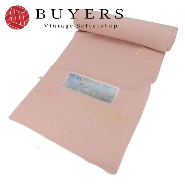 中古 反物 小紋 正絹 ピンク パステル系 丹後ちりめん はなゆうび 和装 呉服 和服 きもの レディース 女性