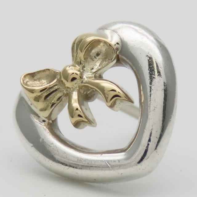 アクセサリー ティファニー ピアス ハートリボン シルバー925 K18YG 約