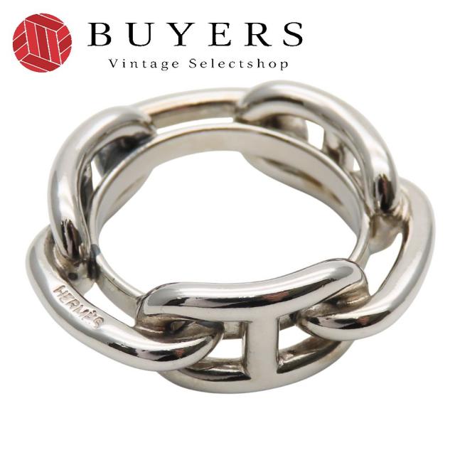 中古 エルメス スカーフリング レガート シェーヌダンクル メタル シルバー アクセサリー 小物 オシャレ レディース 女性 HERMES