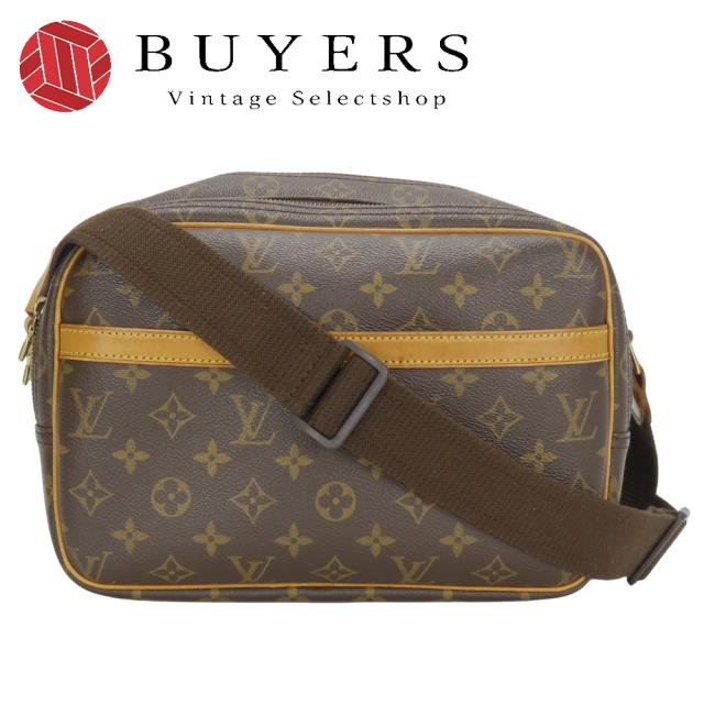 中古 ルイ・ヴィトン ショルダーバッグ リポーターPM M45254 モノグラム ヌメ革 ブラウン 斜め掛け レディース 女性 LOUIS VUITTON
