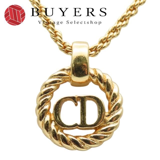 中古 クリスチャンディオール ネックレス CDロゴ メタル ゴールド メッキ GP アクセサリー レディース 女性 Christian Dior