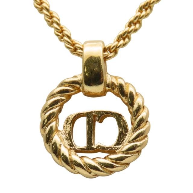中古 クリスチャンディオール ネックレス CDロゴ メタル ゴールド メッキ GP アクセサリー レディース 女性 Christian Dior_2