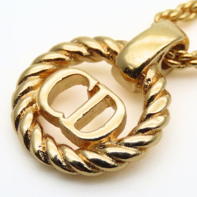 中古 クリスチャンディオール ネックレス CDロゴ メタル ゴールド メッキ GP アクセサリー レディース 女性 Christian Dior_3