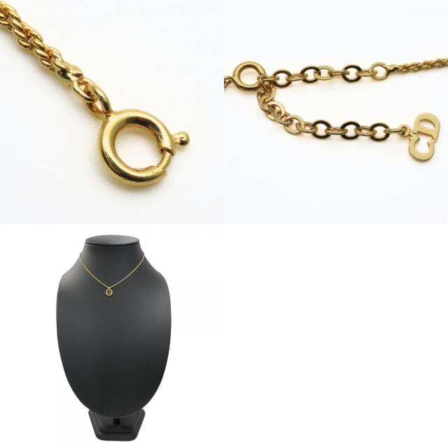 中古 クリスチャンディオール ネックレス CDロゴ メタル ゴールド メッキ GP アクセサリー レディース 女性 Christian Dior_9