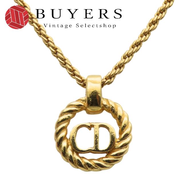 中古 クリスチャンディオール ネックレス CDロゴ メタル ゴールド GP メッキ アクセサリー レディース 女性 Christian Dior