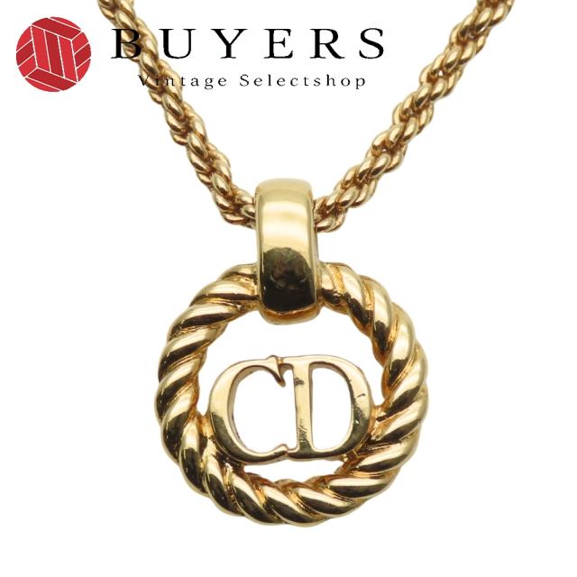 中古 クリスチャンディオール ネックレス CDロゴ メタル ゴールド GP メッキ アクセサリー レディース 女性 Christian Dior