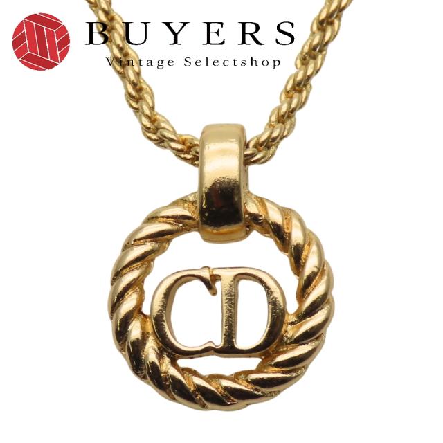 中古 クリスチャンディオール ネックレス CDロゴ ツイスト メタル ゴールド メッキ GP アクセサリー レディース 女性 Christian Dior