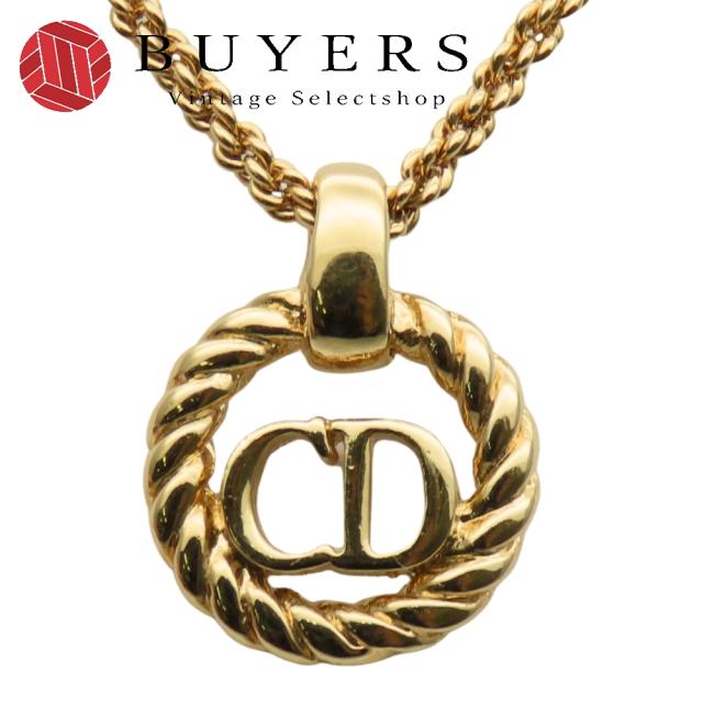 中古 クリスチャンディオール ネックレス CDロゴ メタル ゴールド メッキ GP アクセサリー レディース 女性 Christian Dior