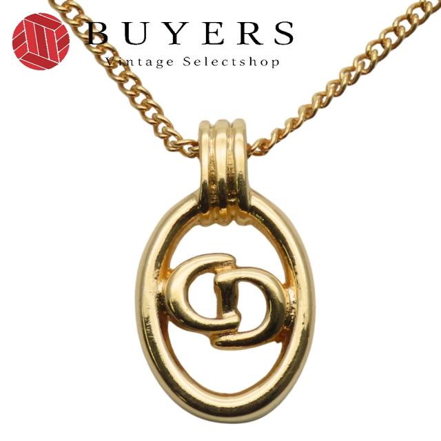 中古 クリスチャンディオール ネックレス CDロゴ メタル ゴールド メッキ GP アクセサリー レディース 女性 Christian Dior