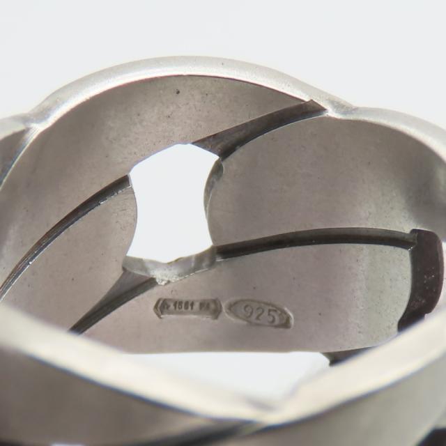 中古 グッチ リング・指輪 チェーンモチーフ ワイド 9 シルバー925 約7.4g シルバー アクセサリー マット仕上げ レディース メンズ GUCCI_8