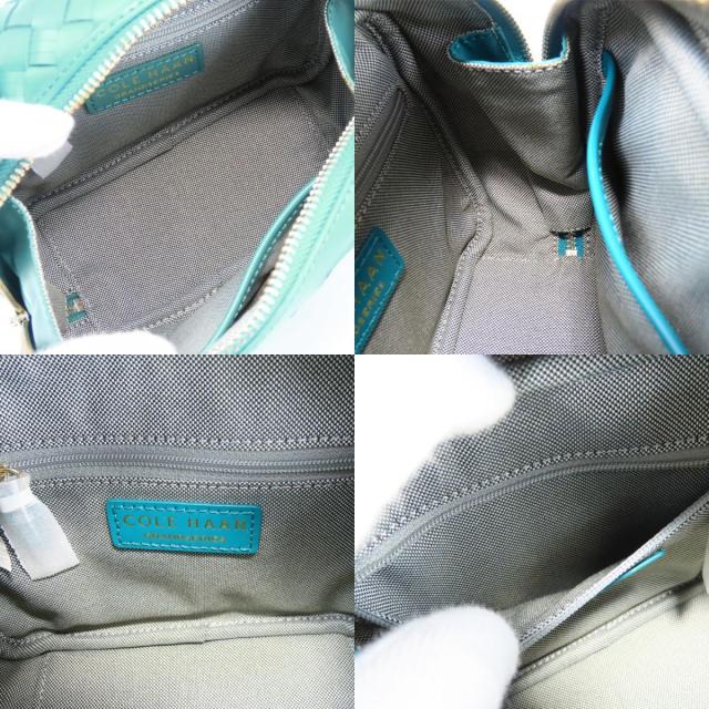 中古 コールハーン ハンドバッグ ウーブン U05167 ミニ ボストン カーフ ディープ レーク 2WAY 斜め掛け ショルダー 編み込み クロスボディ レディース 女性 COLE HAAN_6