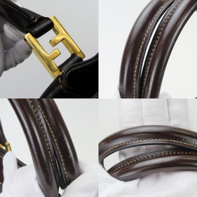 中古 フェンディ トートバッグ ズッカ 15385 キャンバス レザー ブラウン 縦型 レディース 女性 FENDI_5