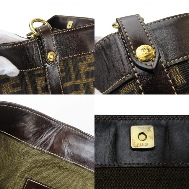 中古 フェンディ トートバッグ ズッカ 15385 キャンバス レザー ブラウン 縦型 レディース 女性 FENDI_7