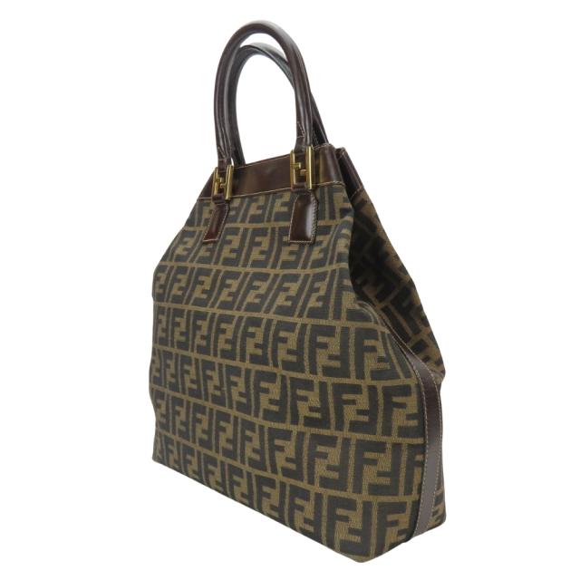 中古 フェンディ トートバッグ ズッカ 15385 キャンバス レザー ブラウン 縦型 レディース 女性 FENDI_2