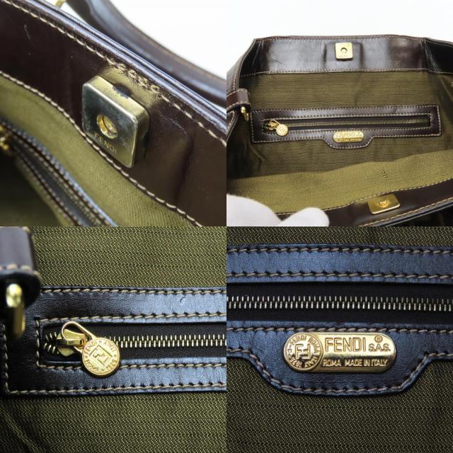 中古 フェンディ トートバッグ ズッカ 15385 キャンバス レザー ブラウン 縦型 レディース 女性 FENDI_8