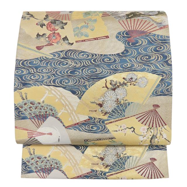 中古 袋帯 正絹(金銀糸除く) シャンパンゴールド系 マルチカラー 