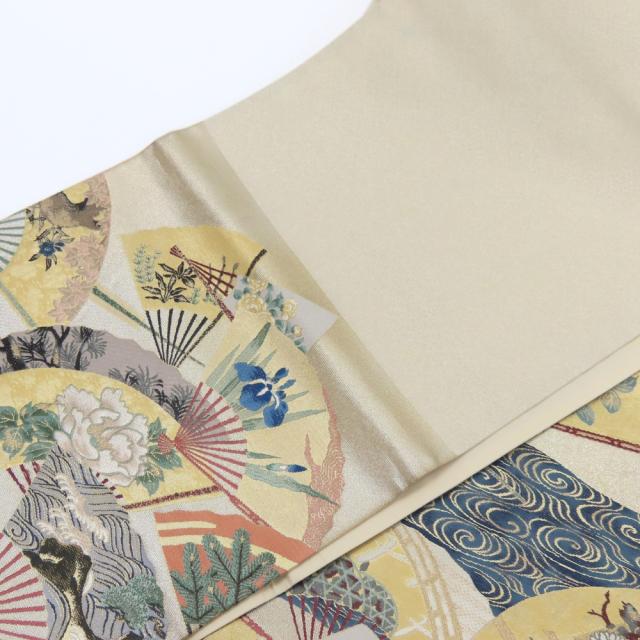 中古 袋帯 正絹(金銀糸除く) シャンパンゴールド系 マルチカラー 