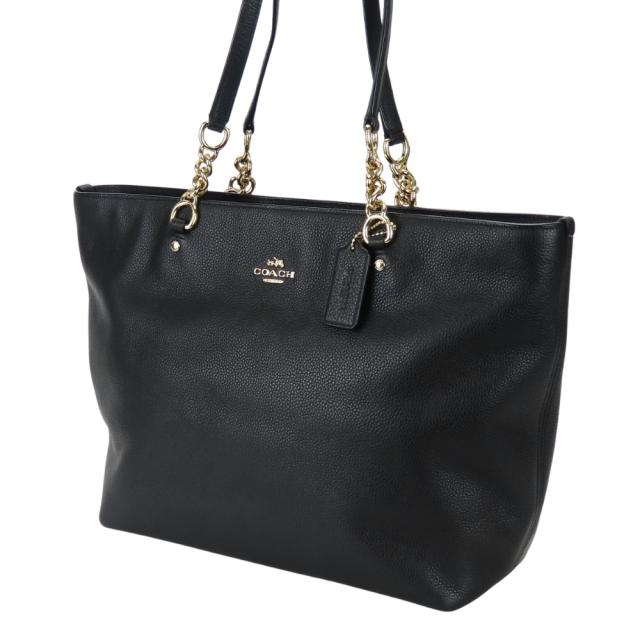中古 コーチ トートバッグ 36600 レザー ブラック ゴールド金具 肩掛け チェーン レディース 女性 COACH_2