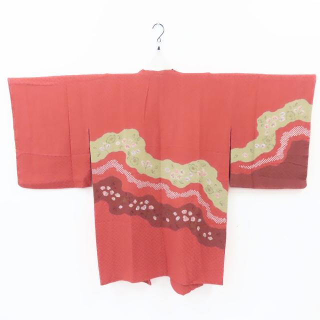 【中古】 道行・道中 道行コート 正絹 ピンク系 えんじ 辻が花 しつけ糸あり 和装 呉服 和服 きもの レディース 女性 中古 道行・道中 道行コート 正絹 ピンク系 えんじ 辻が花 しつけ糸