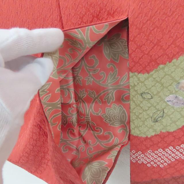【中古】 道行・道中 道行コート 正絹 ピンク系 えんじ 辻が花 しつけ糸あり 和装 呉服 和服 きもの レディース 女性 中古 道行・道中 道行コート 正絹 ピンク系 えんじ 辻が花 しつけ糸