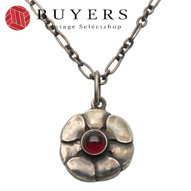 中古 ジョージジェンセン ネックレス フラワーモチーフ 36 シルバー925 ガーネット 約10.1g シルバー レッド アクセサリー ペンダント お洒落 レディース 女性 Georg Jensen