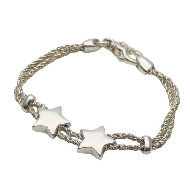 中古 ティファニー ブレスレット スター シルバー925 約24.0g シルバー 星 ダブルロープ アクセサリー レディース 女性 TIFFANY&Co.